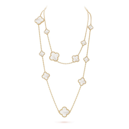 [LUXE NOBLE] KETTE MIT 16 MUSTER, WEISSEM MOP-GOLD