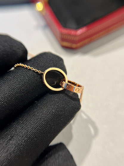 [LUXE NOBLE]LOVE NECKLACE DOUBLE RING PINK GOLD