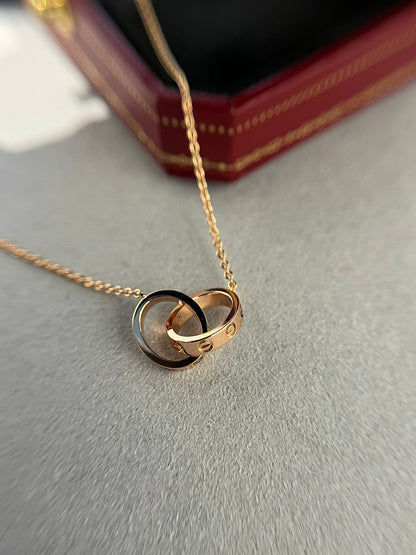 [LUXE NOBLE]LOVE NECKLACE DOUBLE RING PINK GOLD