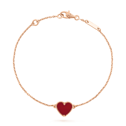 [LUXE NOBLE]HEART CARNELIAN PINK GOLD BRACELET