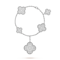 [LUXE NOBLE]CLOVER 6 MOTIFS SILVER DIAMOND BRACELET