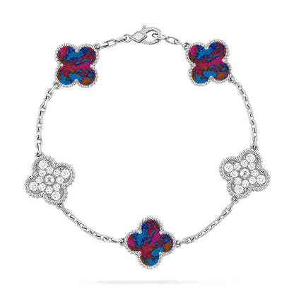 [LUXE NOBLE]CLOVER 5 MOTIF COLOR GEMSTONES BRACELET COLLECTION