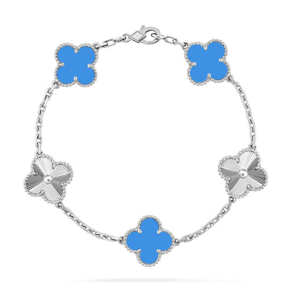 [LUXE NOBLE] CLOVER 5 MOTIF BLUE AGATE BRACELET COLLECTION
