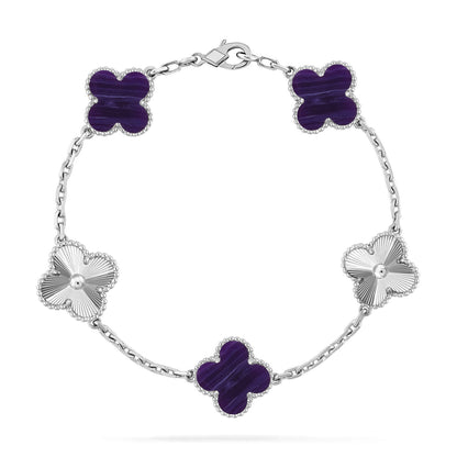 [LUXE NOBLE]CLOVER 5 MOTIF PURPLE STRIPES BRACELET COLLECTION