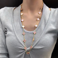 [LUXE NOBLE]CLOVER 20 MOTIFS PINK MOP NECKLACE