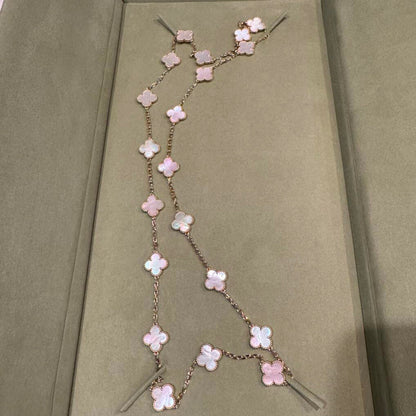 [LUXE NOBLE]CLOVER 20 MOTIFS PINK MOP NECKLACE