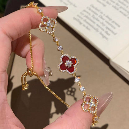 [LUXE NOBLE]CLOVER 5 MOTIF PINK BLUE RED WHITE BRACELET