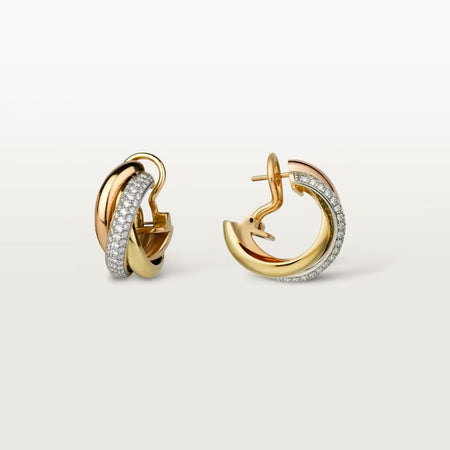 [Luxe Jewelry]TRINITY HALF DIAMOND  CLASSIC EARRINGS