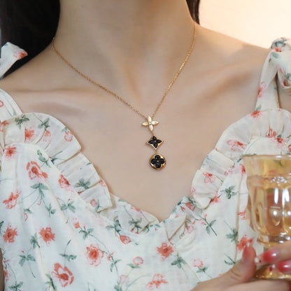 [LUXE NOBLE]STAR AND SUN ONYX PINK GOLD NECKLACE