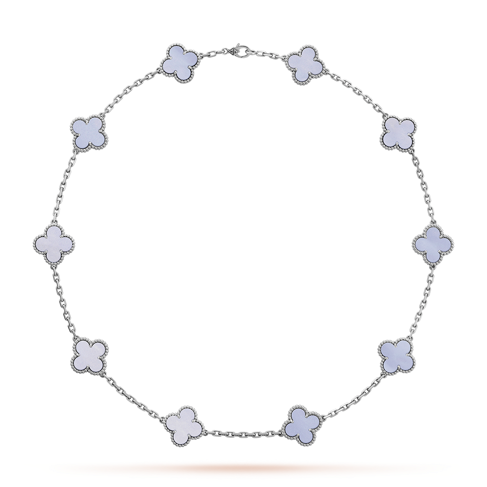 [LUXE NOBLE]CLOVER 10 MOTIFS BLUE CHALCEDONY NECKLACE