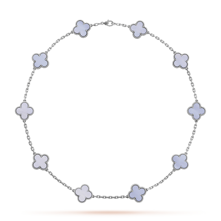 [LUXE NOBLE]CLOVER 10 MOTIFS BLUE CHALCEDONY NECKLACE