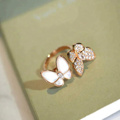 [LUXE NOBLE]TWIN BUTTERFLY DIAMOND MOP RING