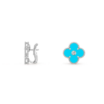 [LUXE NOBLE]CLOVER SILVER 15MM MOP DIAMOND EARRINGS COLLECTION