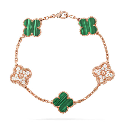 [LUXE NOBLE] CLOVER 5 MOTIF MALACHITE BRACELET COLLECTION