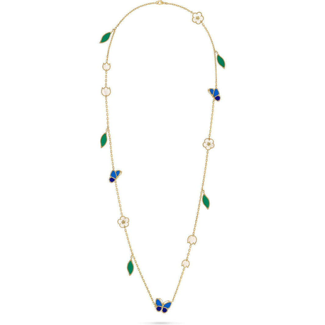 [LUXE NOBLE]LUCKY SPRING BUTTERFLY 15 FLOWER NECKLACE