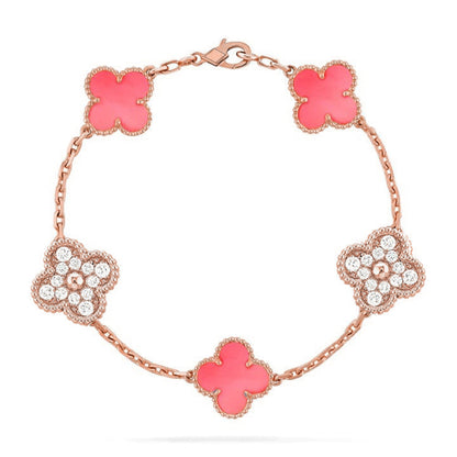 [LUXE NOBLE] CLOVER 5 MOTIFS  PINK MOP BRACELET COLLECTION