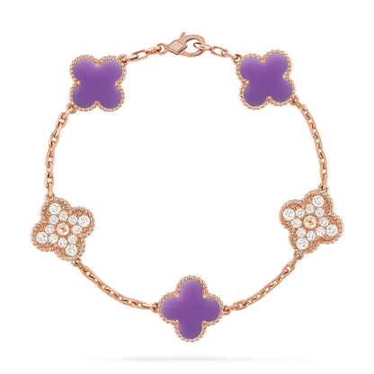 [LUXE NOBLE]CLOVER 5 MOTIF LIGHT PURPLE BRACELET COLLECTION
