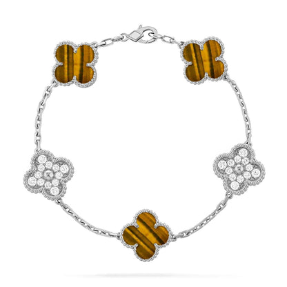 [LUXE NOBLE] CLOVER 5 MOTIFS TIGER EYE BRACELET COLLECTION