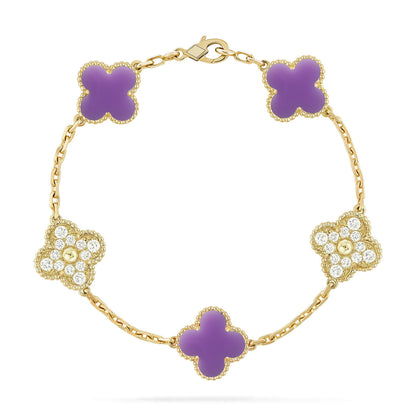 [LUXE NOBLE]CLOVER 5 MOTIF LIGHT PURPLE BRACELET COLLECTION