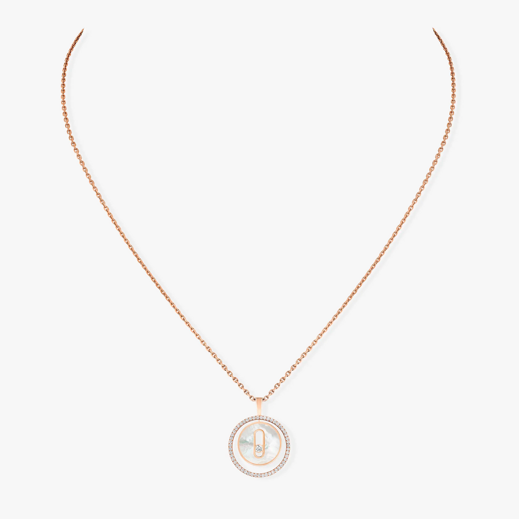 [LUXE]LUCKY MOVE 1 DIAMOND WHITE MOTHER OF PEARL PINK GOLD DIAMOND NECKLACE