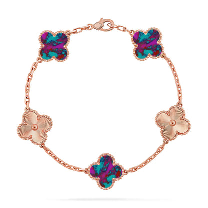 [LUXE NOBLE]CLOVER 5 MOTIF COLOR GEMSTONES BRACELET COLLECTION