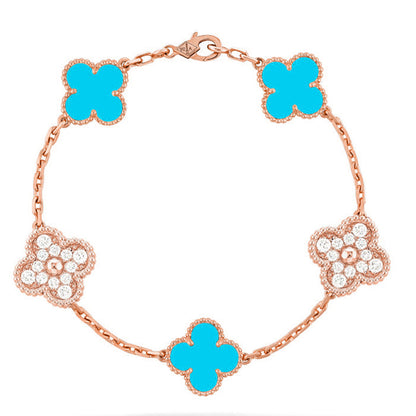 [LUXE NOBLE] CLOVER 5 MOTIF TURQUOISE BRACELET COLLECTION