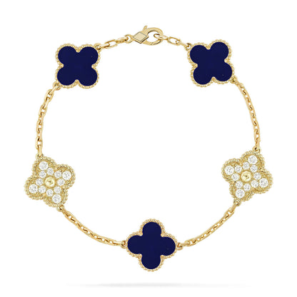 [LUXE NOBLE]CLOVER 5 MOTIF LAPIS LAZULI BRACELET COLLECTION