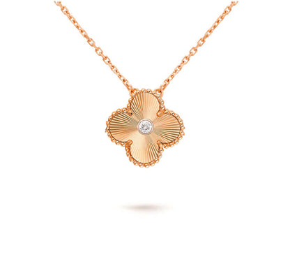 [LUXE NOBLE]CLOVER 15MM DIAMOND SINGLE FLOWER NECKLACE COLLECTION