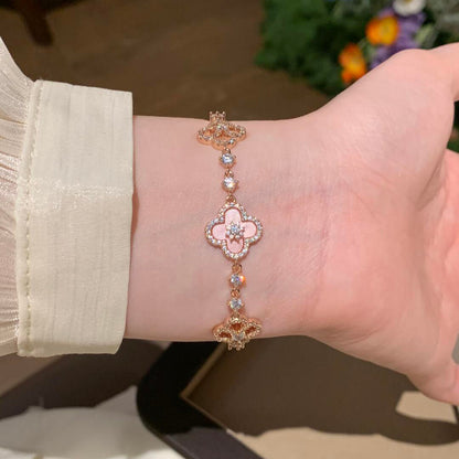 [LUXE NOBLE]CLOVER 5 MOTIF PINK BLUE RED WHITE BRACELET