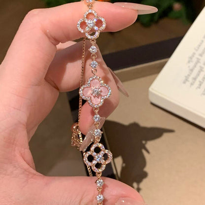 [LUXE NOBLE]CLOVER 5 MOTIF PINK BLUE RED WHITE BRACELET