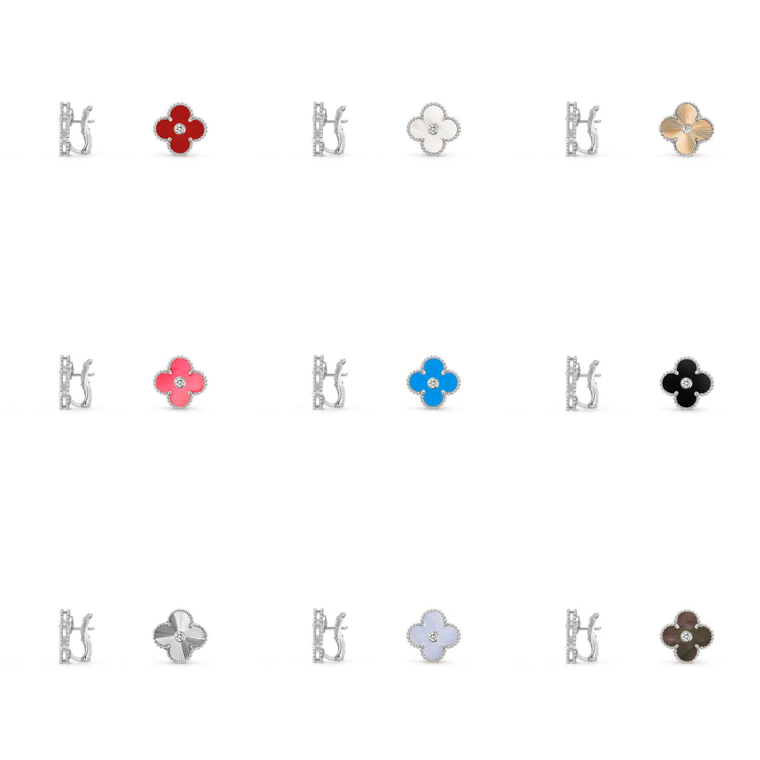 [LUXE NOBLE]CLOVER SILVER 15MM MOP DIAMOND EARRINGS COLLECTION