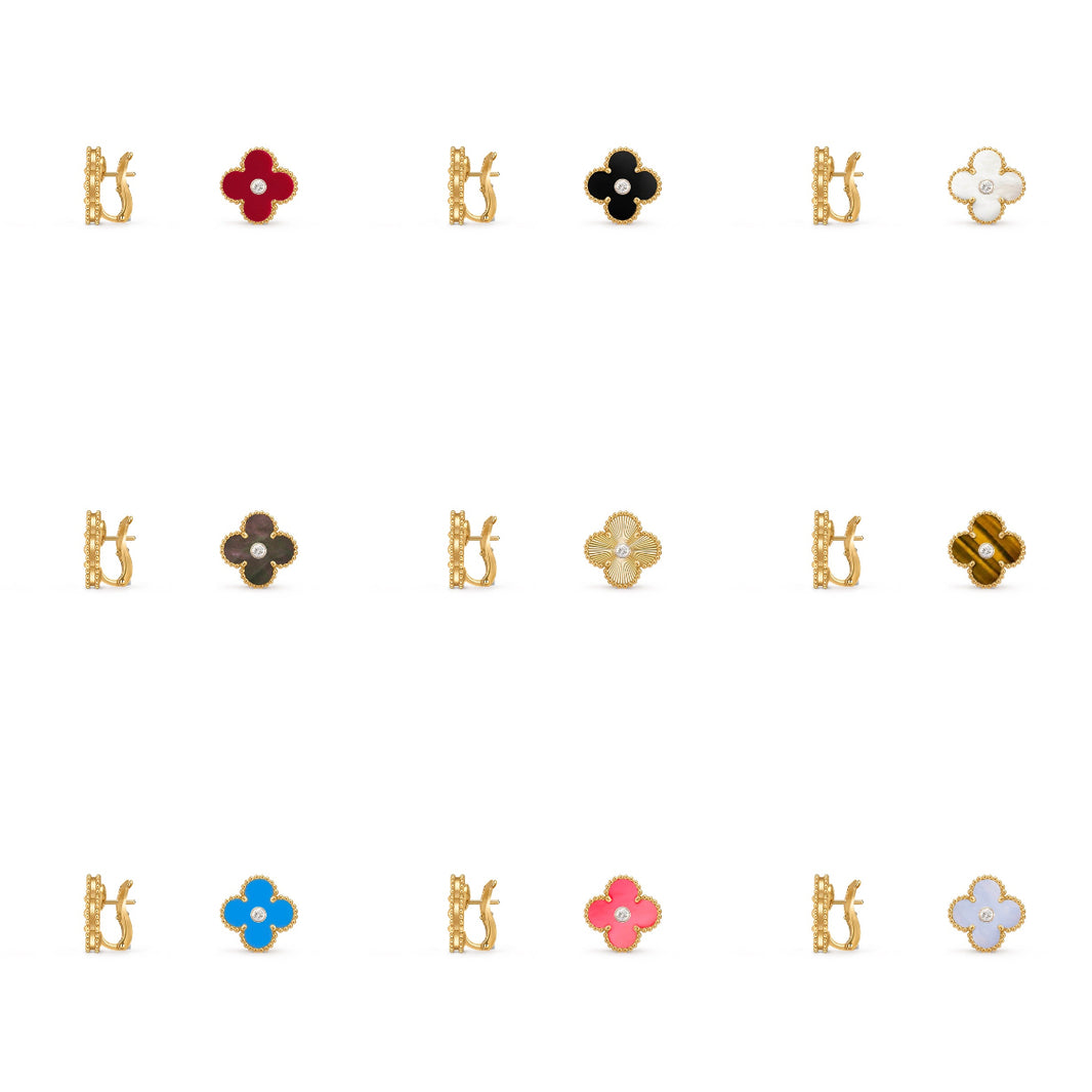 [LUXE NOBLE]CLOVER 15MM MOP DIAMOND EARRINGS COLLECTION