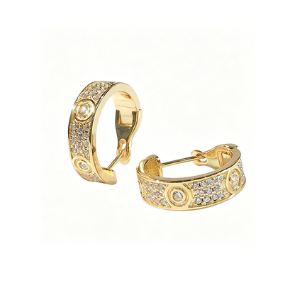 [Luxe Jewelry]LOVE 5.5MM DIAMOND PAVED EARRINGS
