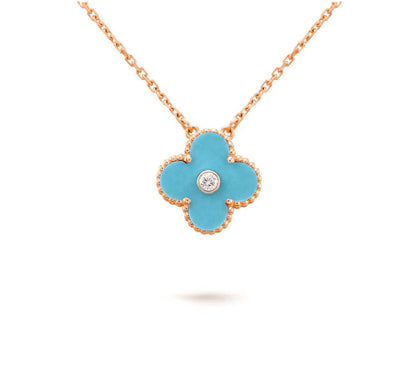 [LUXE NOBLE]CLOVER 15MM DIAMOND SINGLE FLOWER NECKLACE COLLECTION