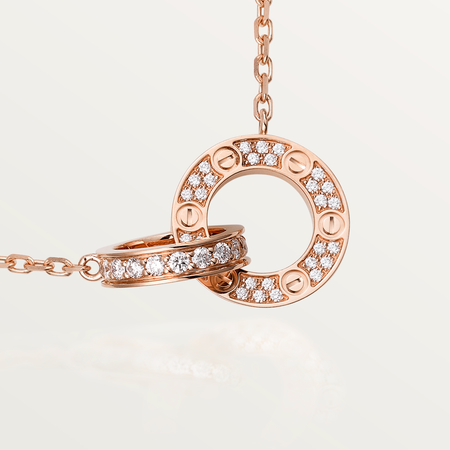 [LUXE NOBLE]LOVE 7.6MM NECKLACE ROSE GOLD AND SILVER  FULL DIAMOND