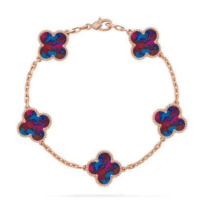 [LUXE NOBLE]CLOVER 5 MOTIF COLOR GEMSTONES BRACELET COLLECTION