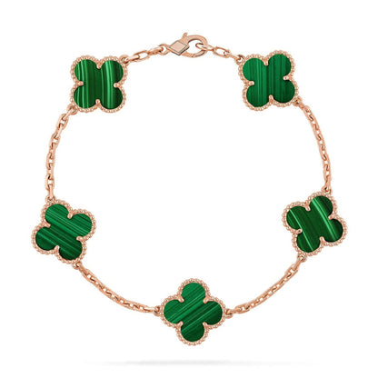 [LUXE NOBLE] CLOVER 5 MOTIF MALACHITE BRACELET COLLECTION