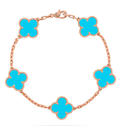 [LUXE NOBLE] CLOVER 5 MOTIF TURQUOISE BRACELET COLLECTION