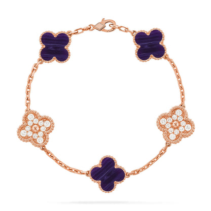 [LUXE NOBLE]CLOVER 5 MOTIF PURPLE STRIPES BRACELET COLLECTION
