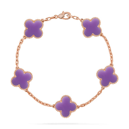 [LUXE NOBLE]CLOVER 5 MOTIF LIGHT PURPLE BRACELET COLLECTION
