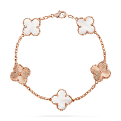 [LUXE NOBLE]CLOVER WHITE PEARL MOP 5 MOTIF BRACELET COLLECTION