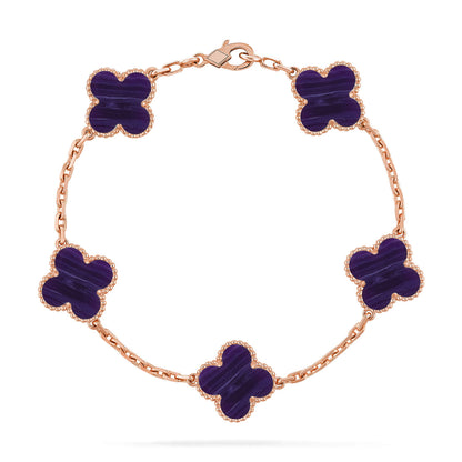 [LUXE NOBLE]CLOVER 5 MOTIF PURPLE STRIPES BRACELET COLLECTION