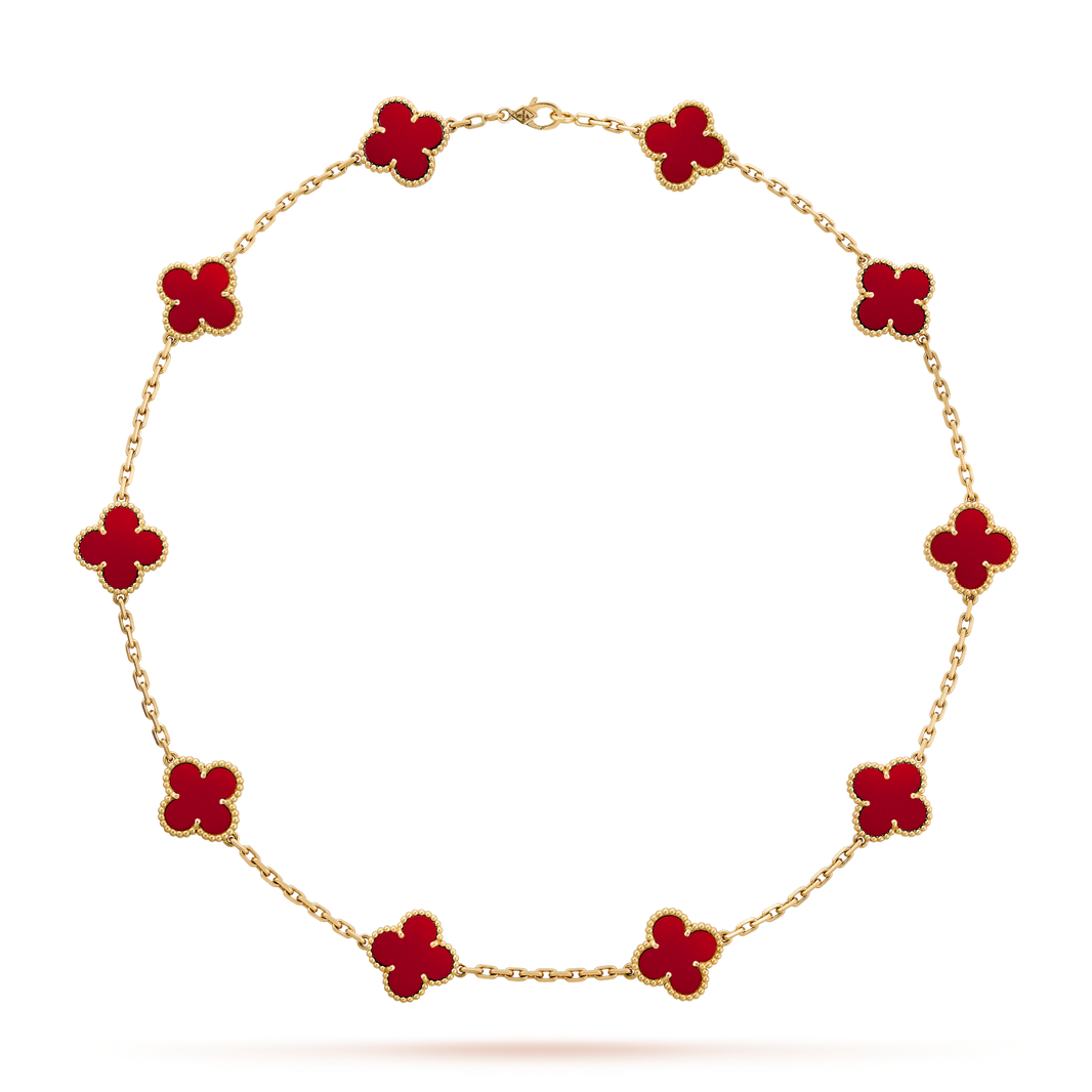 [LUXE NOBLE]CLOVER 10 MOTIFS CARNELIAN NECKLACE