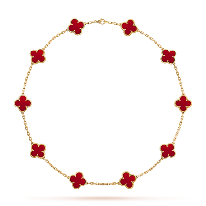 [LUXE NOBLE]CLOVER 10 MOTIFS CARNELIAN NECKLACE