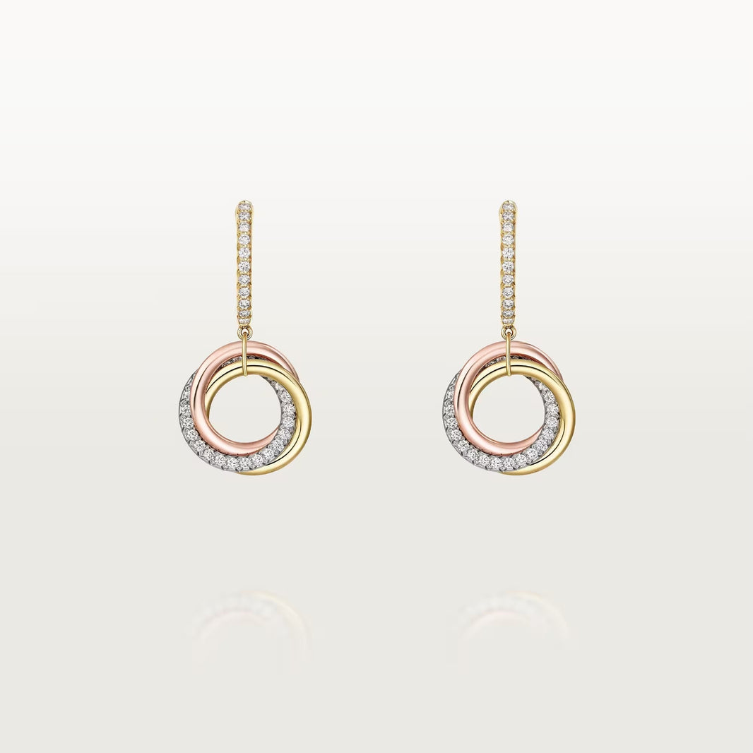 [Luxe Jewelry]TRINITY HALF DIAMOND  EARRINGS