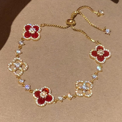 [LUXE NOBLE]CLOVER 5 MOTIF PINK BLUE RED WHITE BRACELET