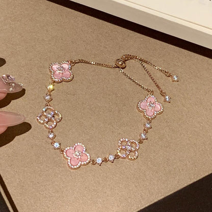 [LUXE NOBLE]CLOVER 5 MOTIF PINK BLUE RED WHITE BRACELET