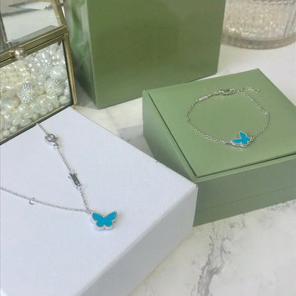 [LUXE NOBLE]BUTTERFLY TURQUOISE BUTTERFLY BRACELET SILVER