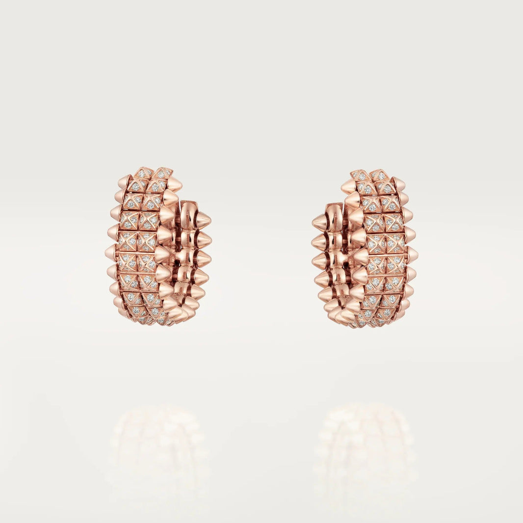 [Luxe Jewelry]CLASH 9.2MM FULL DIAMOND DOUBLE ROW EARRINGS