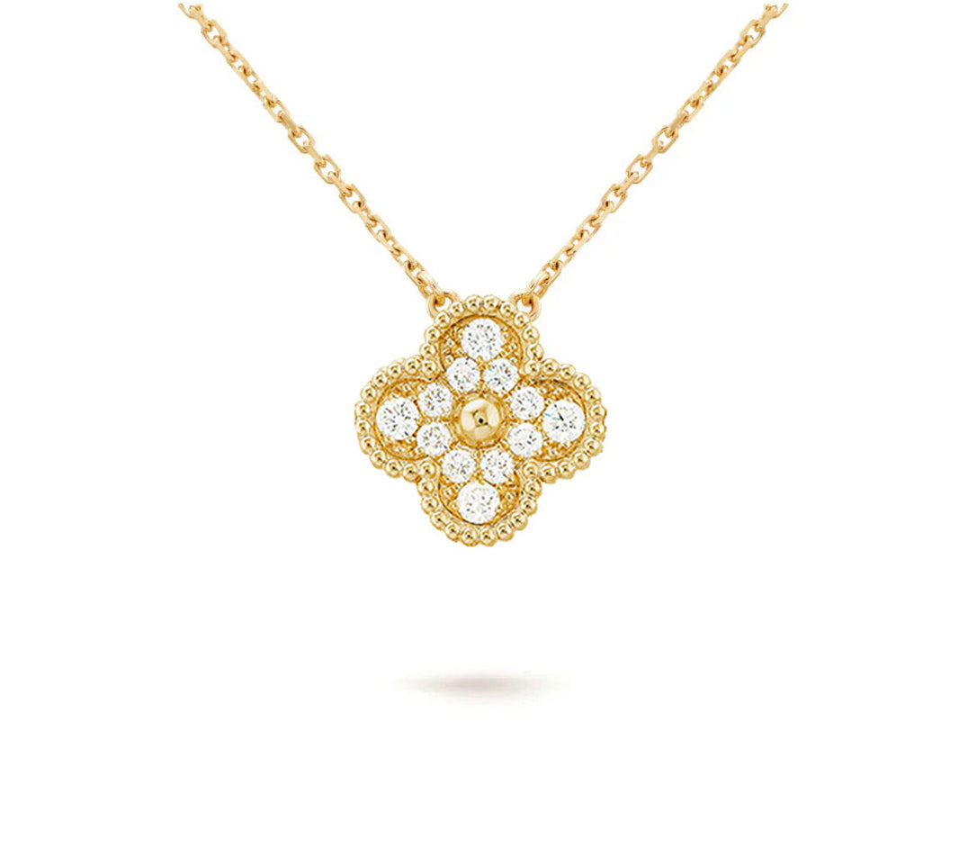 [LUXE NOBLE]CLOVER 15MM DIAMOND SINGLE FLOWER NECKLACE COLLECTION
